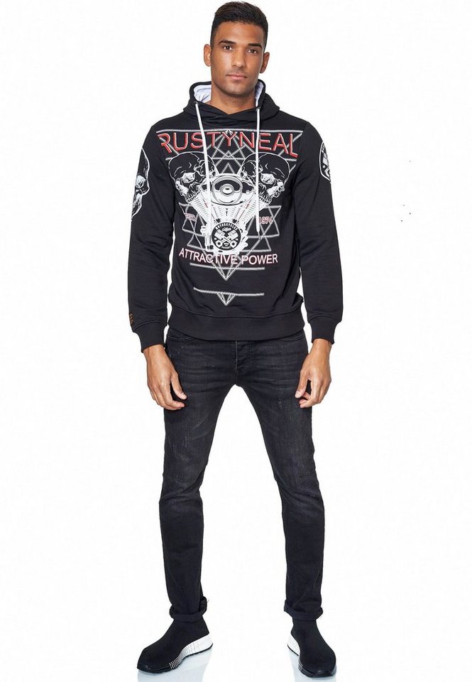 Rusty Neal Kapuzensweatshirt Rusty Neal Sweater mit rockigem Print von Rusty Neal