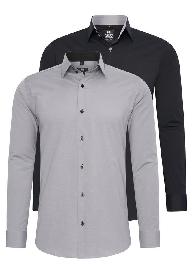 Rusty Neal Langarmhemd im Slim-Fit geschnitten von Rusty Neal