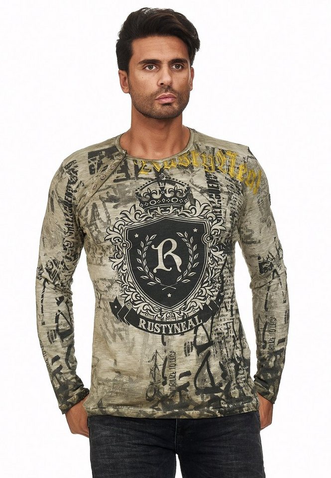 Rusty Neal Langarmshirt aus hochwertigem Stoff mit Rundhals von Rusty Neal