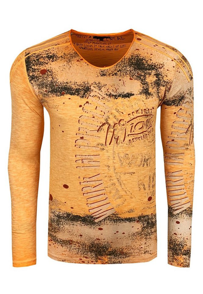 Rusty Neal Langarmshirt mit coolem Allover-Print von Rusty Neal