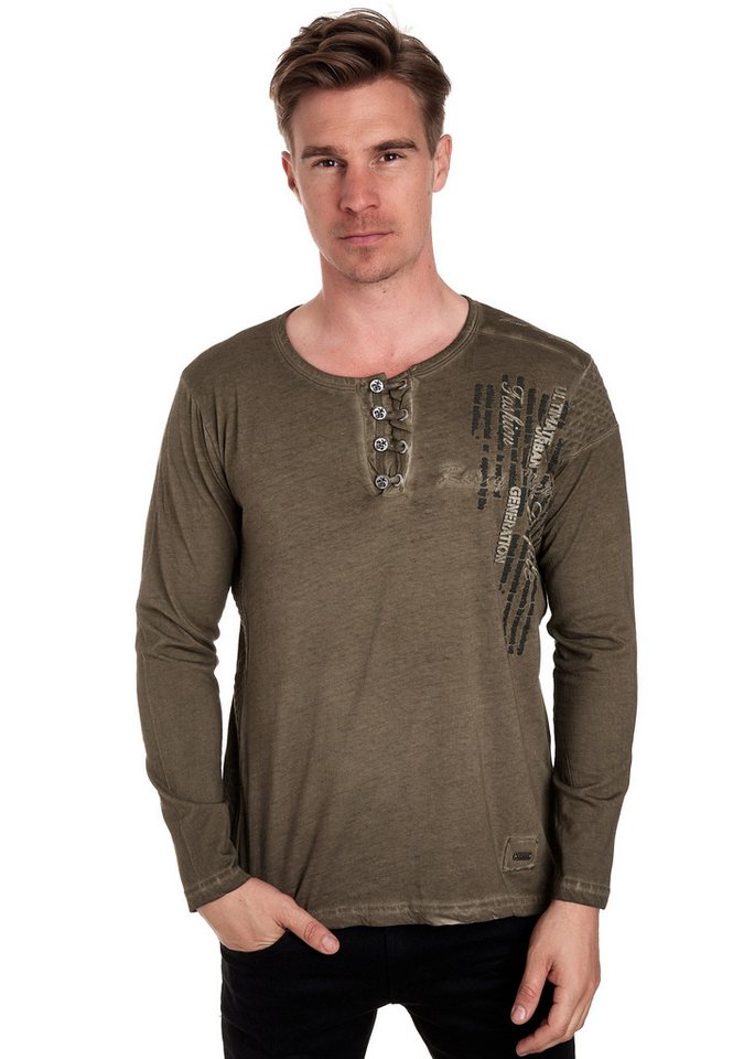 Rusty Neal Langarmshirt mit kurzer Knopfleiste von Rusty Neal