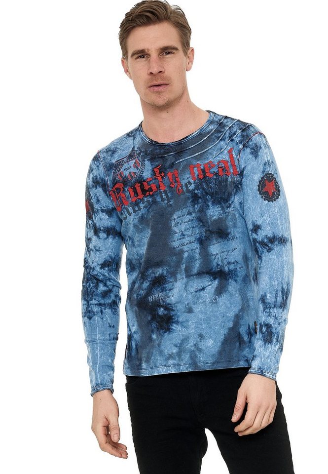 Rusty Neal Langarmshirt mit modernem Print von Rusty Neal