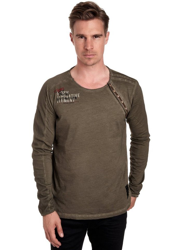 Rusty Neal Langarmshirt mit seitlicher Knopfleiste von Rusty Neal