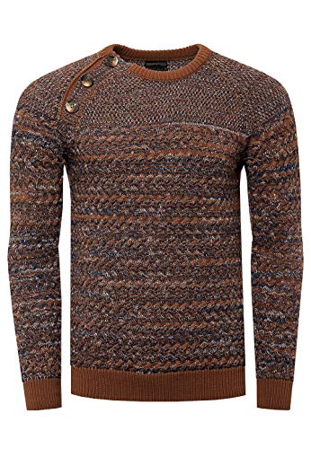 Rusty Neal - Pullover Herren Kragen Rund Boutonner Pullover Winter Antiquitäten Stricken Grobstrick Heiß Rundhals Einfach Chandaille, Idee Geschenke Noel, Valentinstag 13363 - Brown, L von Rusty Neal