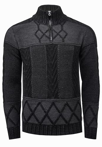 Rusty Neal Pullover Stehkragen mit angenehmen Zipper und Außergewöhnlicher Optik Herren-Pullover Strick-Pullover 388, Farbe:Schwarz, Größe S-3XL:M von Rusty Neal