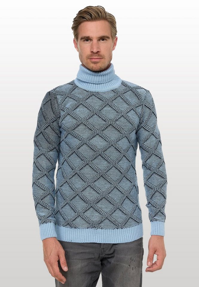 Rusty Neal Rollkragenpullover mit stylischem Karo-Muster von Rusty Neal