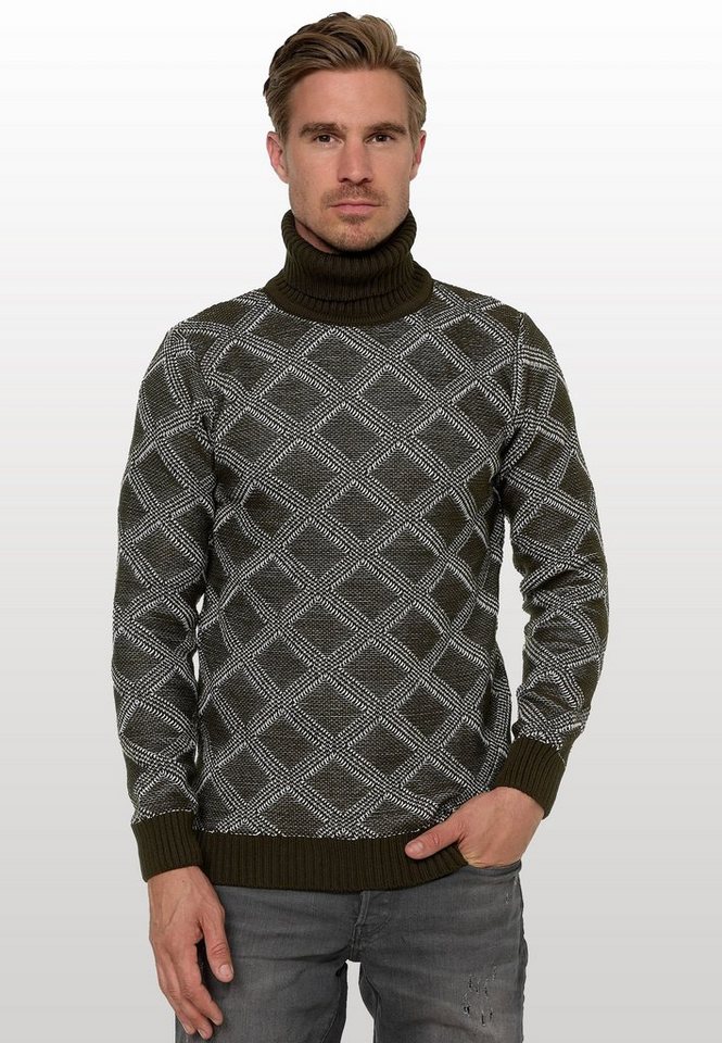 Rusty Neal Rollkragenpullover mit stylischem Karo-Muster von Rusty Neal