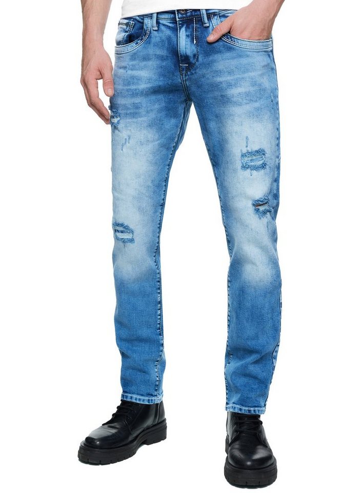 Rusty Neal Straight-Jeans ODAR Mit farblich abgesetzten Ziernähten von Rusty Neal