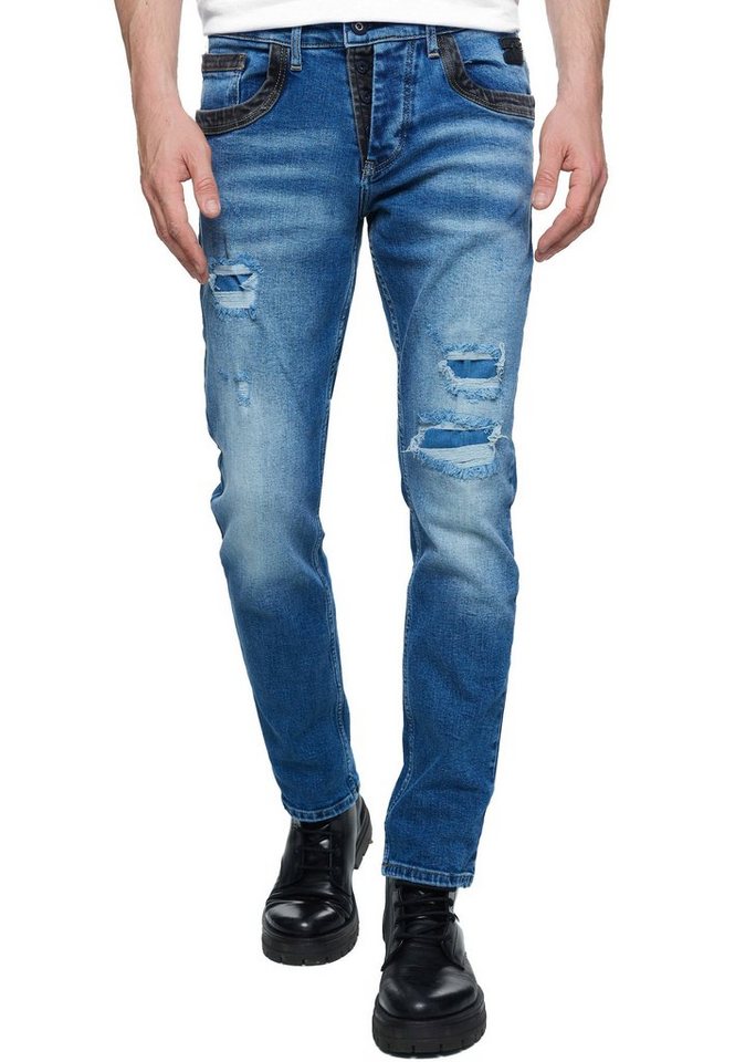 Rusty Neal Straight-Jeans YOKOTE mit farblich abgesetzten Details von Rusty Neal