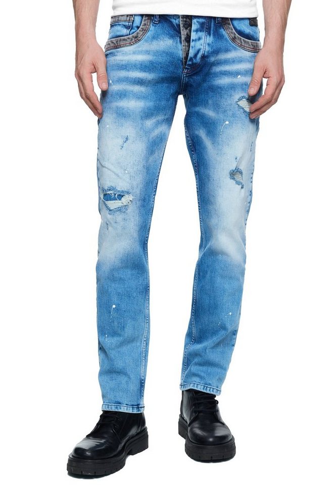 Rusty Neal Straight-Jeans YOKOTE mit farblich abgesetzten Details von Rusty Neal