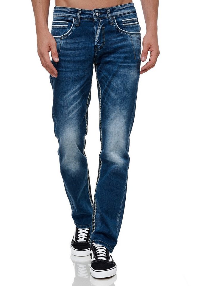 Rusty Neal Straight-Jeans mit trendigen Kontrastnähten von Rusty Neal