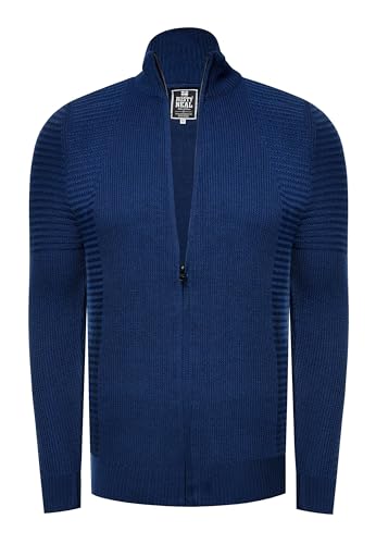 Rusty Neal Strickjacke Feinstrick-Pullover mit Zipper Slim Fit Stehkragen Biker Pullover Strick Zipped-Knitwear 453, Farbe:Blau, Größe:XXL von Rusty Neal