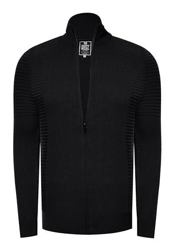 Rusty Neal Strickjacke Feinstrick-Pullover mit Zipper Slim Fit Stehkragen Biker Pullover Strick Zipped-Knitwear 453, Farbe:Schwarz, Größe:XL von Rusty Neal