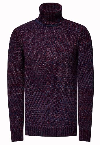 Rusty Neal Strickpullover Herren Regular Fit Rollkragen Grob-Strick-Pullover Kontrastpulli 439, Farbe:Marine, Größe S-3XL:S von Rusty Neal