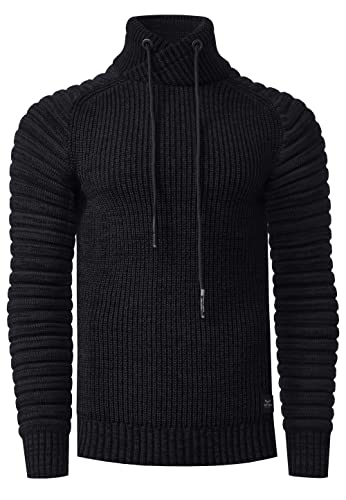 Rusty Neal Strickpullover Streetwear Pullover Herren Strick Kurzer-Stehkragen Pulli Grobstrickpullover 416, Farbe:Schwarz, Größe S-3XL:L von Rusty Neal