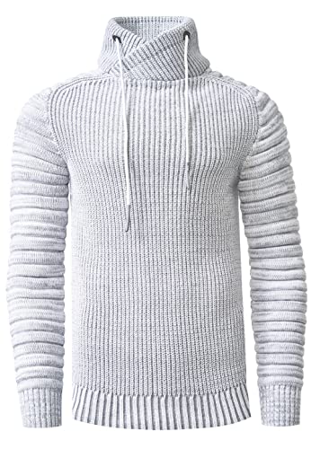 Rusty Neal Strickpullover Streetwear Pullover Herren Strick Kurzer-Stehkragen Pulli Grobstrickpullover 416, Farbe:Weiß, Größe S-3XL:XXL von Rusty Neal
