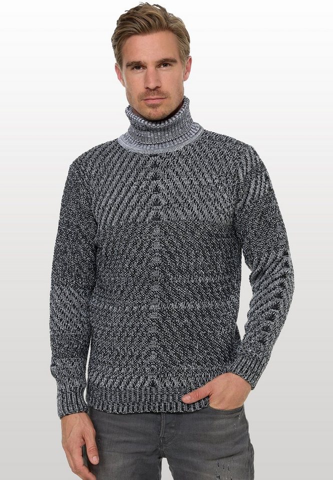 Rusty Neal Strickpullover im angesagten Kontrast-Design von Rusty Neal