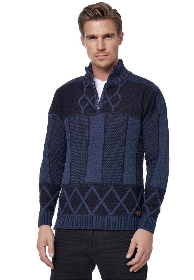 Rusty Neal Strickpullover mit Stehkragen und Reißverschluss von Rusty Neal