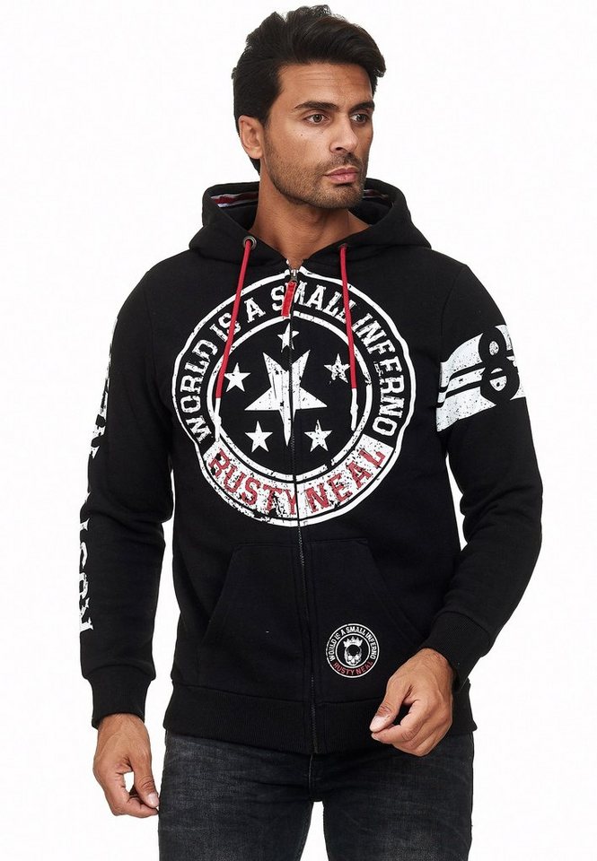 Rusty Neal Sweatjacke mit coolen Printmotiven von Rusty Neal
