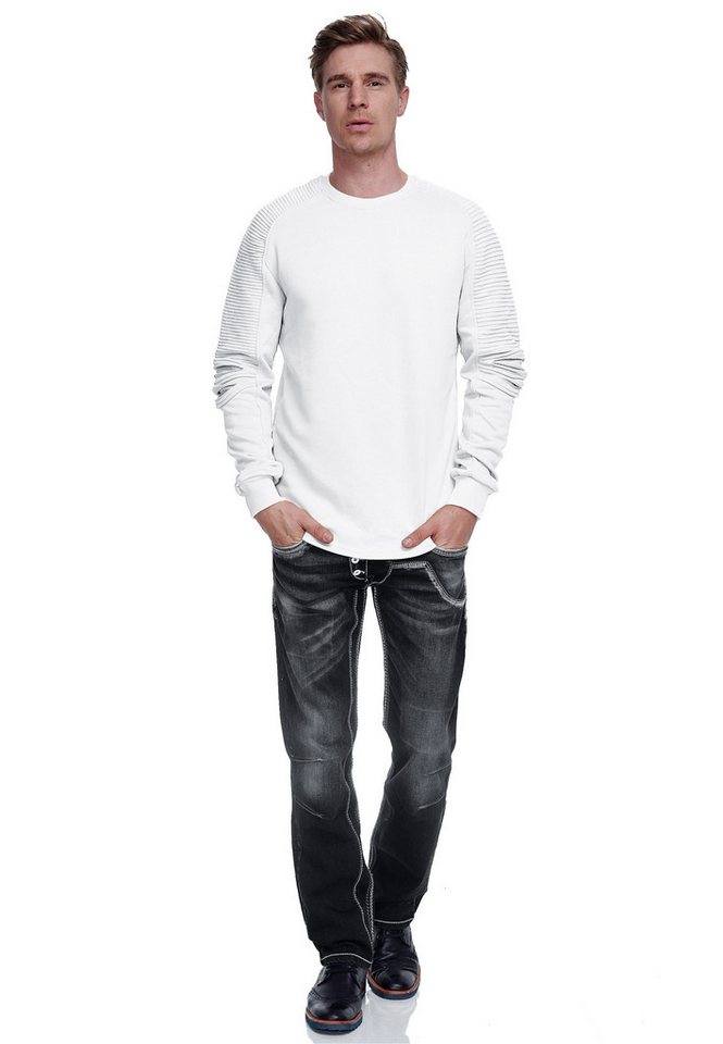 Rusty Neal Sweatshirt mit geripptem Ärmeldesign von Rusty Neal