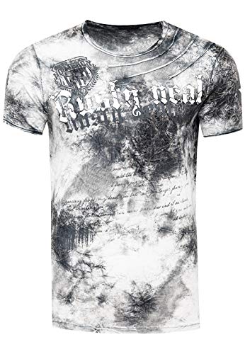 Rusty Neal T-Shirt Color Tie Dye Verwaschen in Batik-Optik Herren-Shirt mit Plakativen Front Print S M L XL XXL 3XL (Übergröße) Casual Fit Streetwear 156-1, Farbe:Grau, Größe S-3XL:L von Rusty Neal