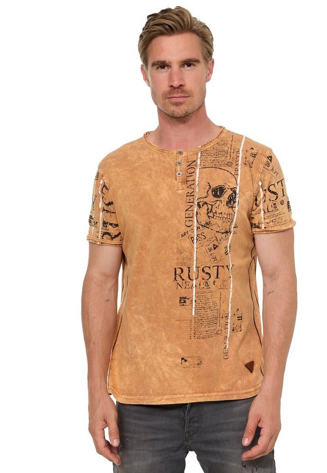 Rusty Neal T-Shirt im Used-Look mit Allover-Print von Rusty Neal