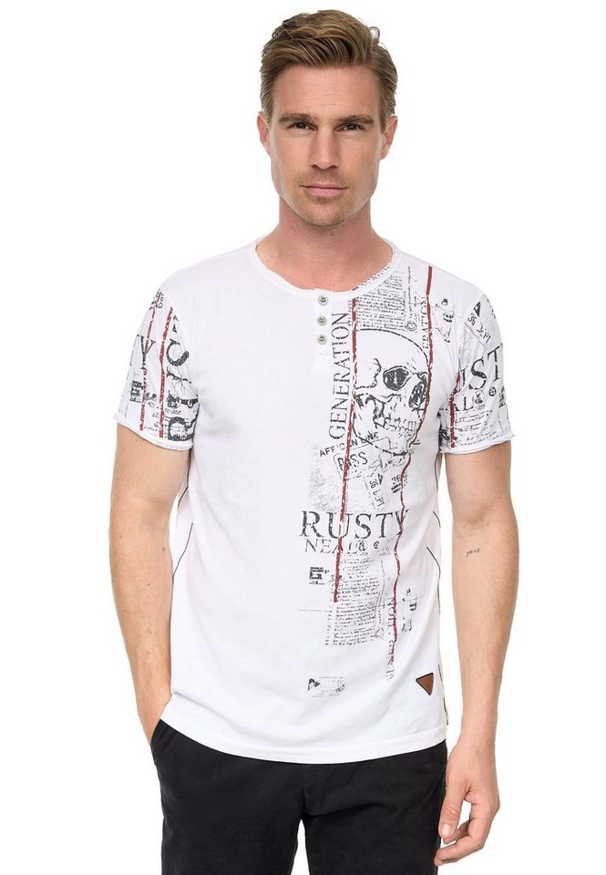 Rusty Neal T-Shirt im Used-Look mit Allover-Print von Rusty Neal