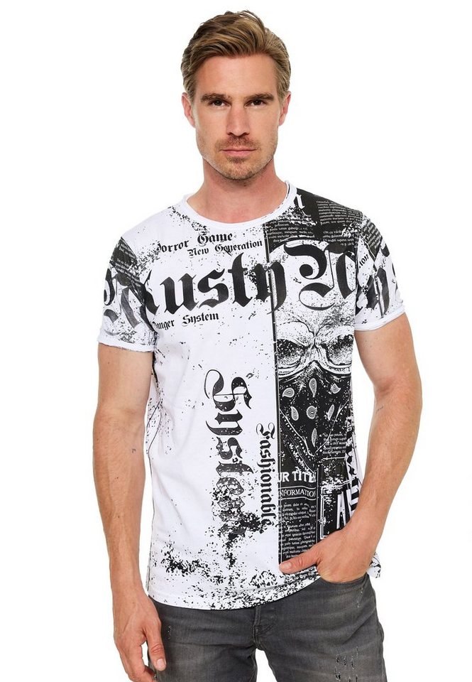 Rusty Neal T-Shirt mit Allover-Print im Used-Look von Rusty Neal