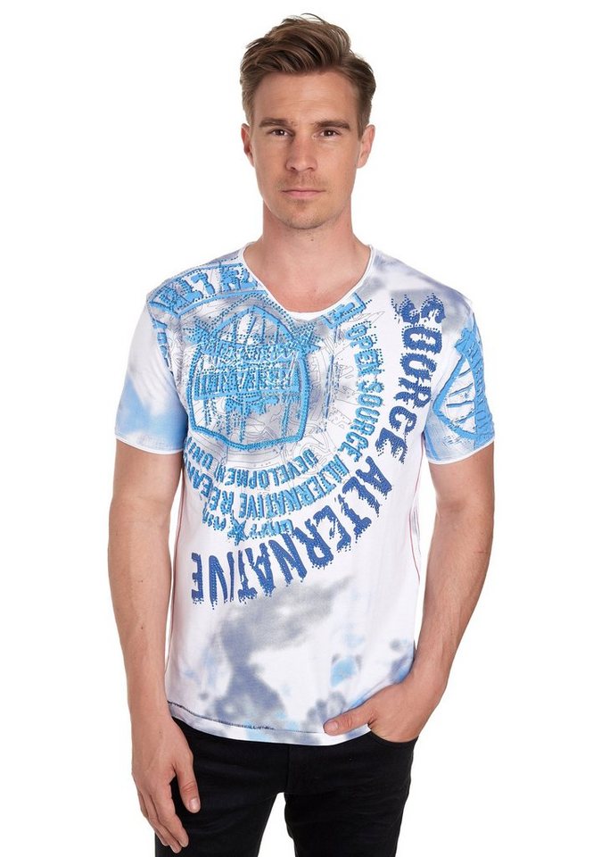 Rusty Neal T-Shirt mit Strasssteinen und Frontprint von Rusty Neal