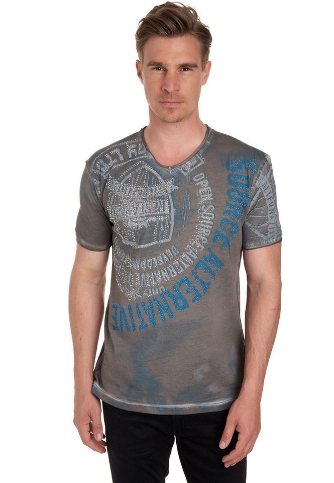 Rusty Neal T-Shirt mit Strasssteinen und Frontprint von Rusty Neal