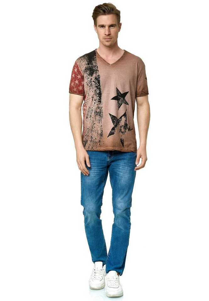 Rusty Neal T-Shirt mit V-Neck von Rusty Neal