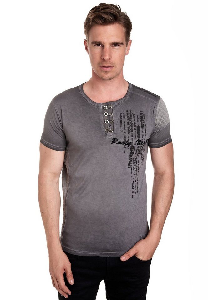 Rusty Neal T-Shirt mit schicker Knopfleiste von Rusty Neal