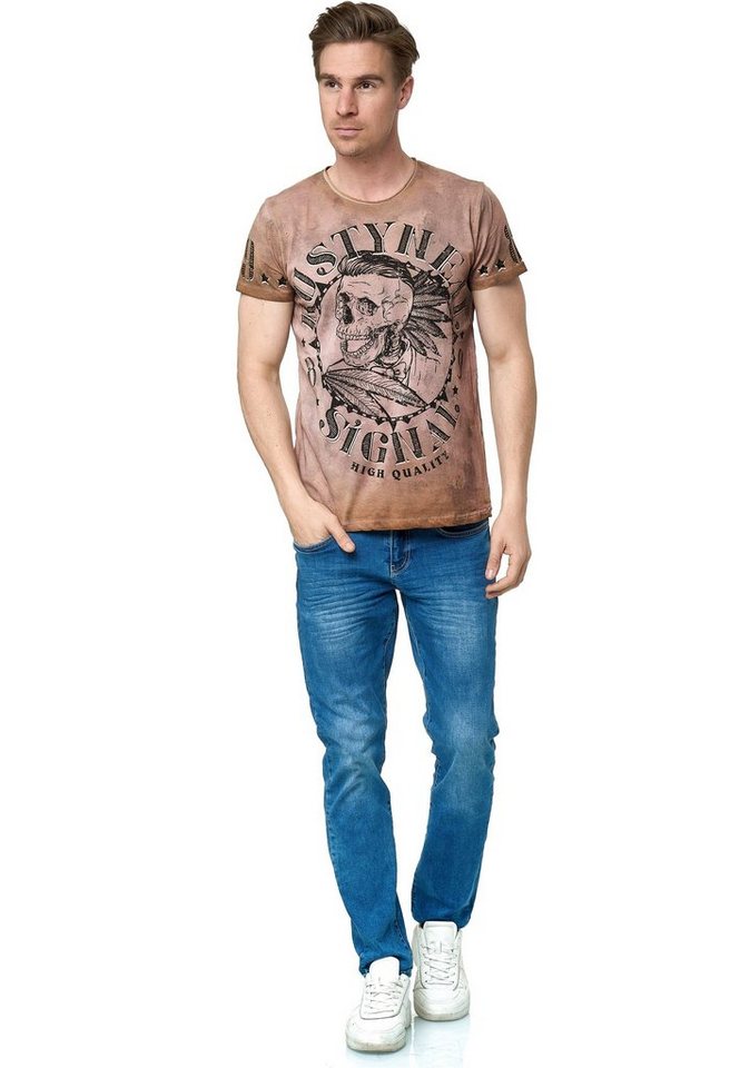 Rusty Neal T-Shirt mit stylischem Totenkopf-Print von Rusty Neal