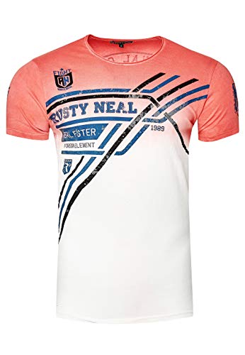 T-Shirt Herren Kurzarm Rundhals T-Shirt für Männer Anthrazit Rot Lila S M L XL XXL 3XL Regular Fit 249, Größe S-3XL:XXL, Farbe:Koralle von Rusty Neal