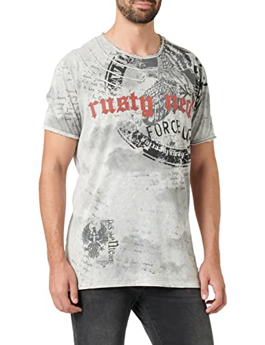 T-Shirt Herren Kurzarm Rundhals Tshirt für Männer S M L XL XXL 3XL Printed Regular Fit Verwaschen 228, Größe S-6XL:2XL, Farbe:Grau von Rusty Neal