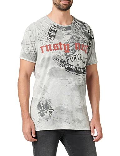 T-Shirt Herren Kurzarm Rundhals Tshirt für Männer S M L XL XXL 3XL Printed Regular Fit Verwaschen 228, Größe S-6XL:3XL, Farbe:Grau von Rusty Neal