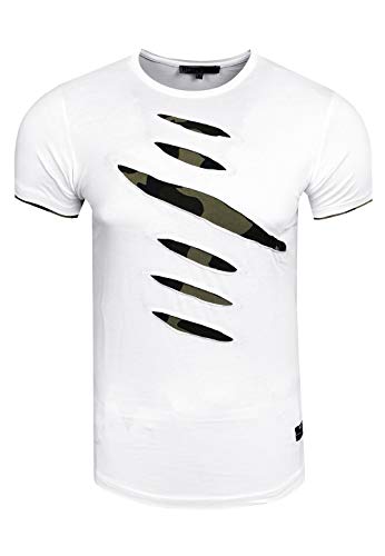 T-Shirt Rundhals Army Comic Herren-Shirt Streetwear Kahki Schwarz Grau Weiß S M L XL XXL 152, Farbe:Weiß, Größe S-3XL:L von Rusty Neal