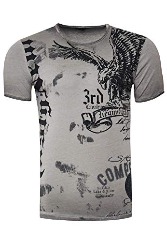 T-Shirt für Männer T Shirt Weiß S M L XL XXL 3XL Kurzarm Rundhals American Eagle X Adler Print 235, Farbe:Anthrazit, Größe S-3XL:L von Rusty Neal