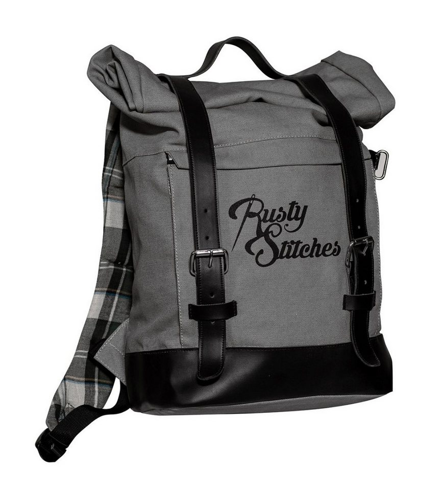 Rusty Stitches Freizeitrucksack Rusty Stitches Rucksack Archer grau-schwarz, Motorradrucksack im Urban / City Style von Rusty Stitches