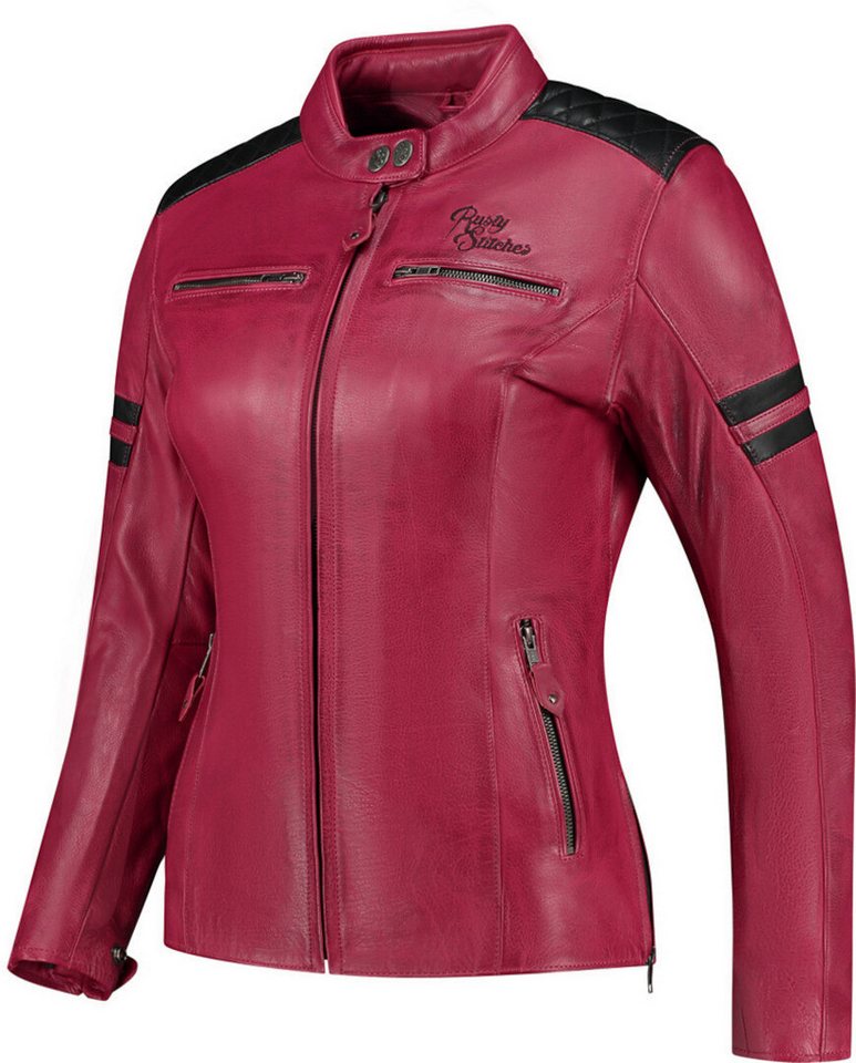 Rusty Stitches Motorradjacke Joyce V2 Damen Motorrad Lederjacke protektoren herausnehmbares reißverschluss von Rusty Stitches