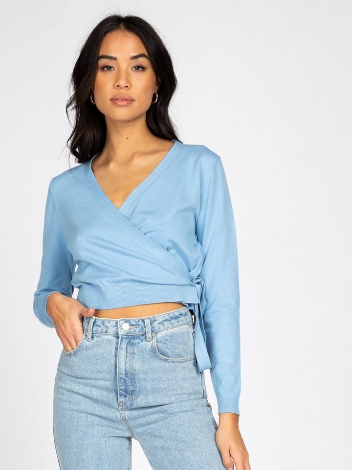 Rusty Stricktop CHARIS RIBBED LONG SLEEVE WRAP KNIT TOP von Rusty