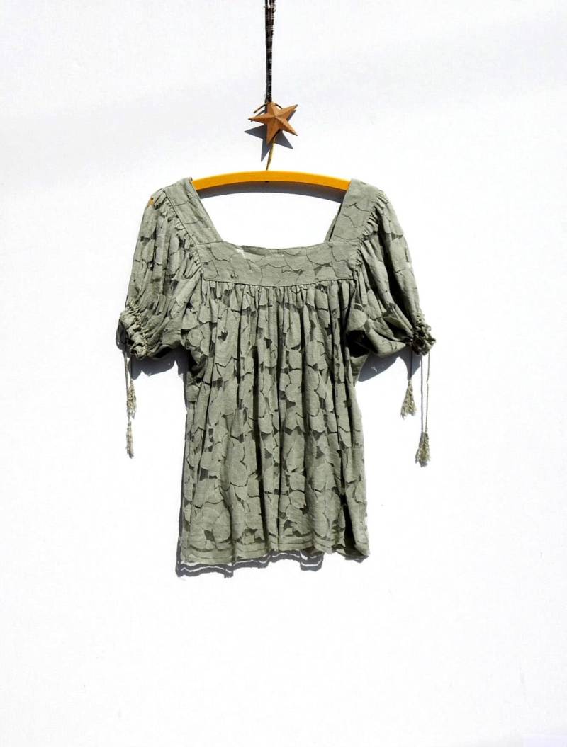 Mexican Peasant Topboho Hippie Netz Overlay Bluse von RustyRoostersRags