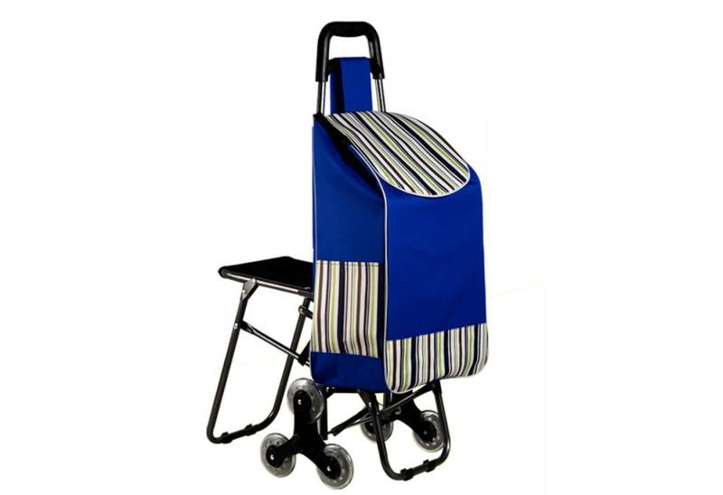 Rutaqian Einkaufstrolley 3-Rad Einkaufswagen mit Klappsitz & Treppensteiger-Funktion, Schwerlast Transportwagen bis 150kg, ergonomischer Teleskopgriff von Rutaqian