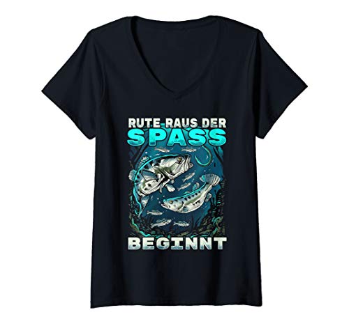 Damen Rute Raus Der Spass Beginnt Angeln Fischen Lustiges Angler T-Shirt mit V-Ausschnitt Damen Rute Raus Der Spass Beginnt Angeln Fischen Lustiges Angler T-Shirt mit V-Ausschnitt von Rute Raus Der Spass Beginnt Angler Geschenk Shop