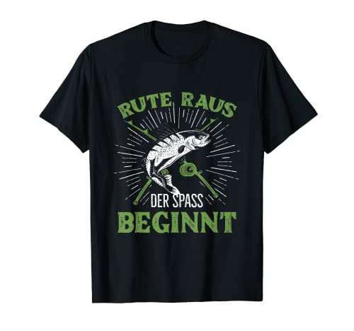 Herren Rute Raus Der Spass Beginnt Angeln Lustiges Angler Spruch T-Shirt von Rute Raus Der Spass Beginnt Fischer Geschenke