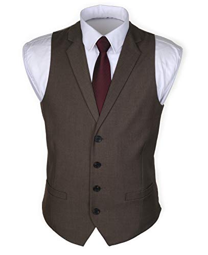 Ruth&Boaz Men's 2Pockets 4Buttons Business Tailored Collar Suit Waistcoat (L, Brown) von Ruth&Boaz