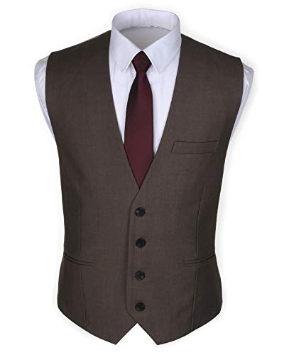 Ruth&Boaz Men's 3Pockets 4Button Business Suit Waistcoat (L, Brown) von Ruth&Boaz