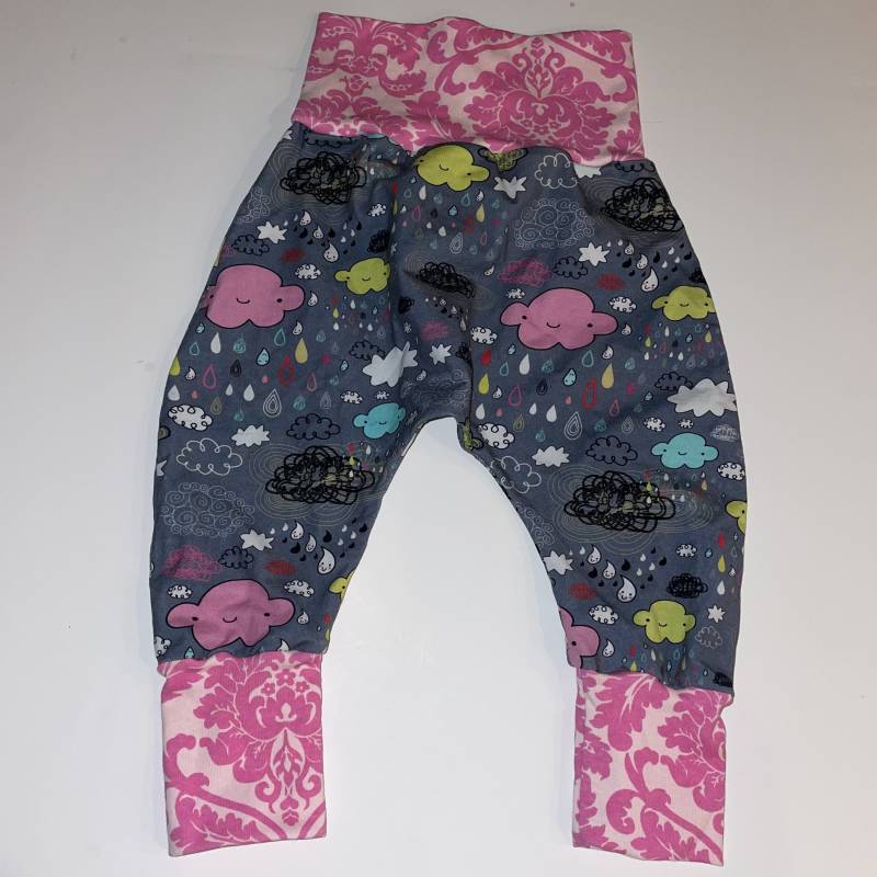 Happy Clouds & Damask Baby Kinder Haremshose - Baumwolle Elasthan 9-12M Versandfertig von RuthieRocksScissors