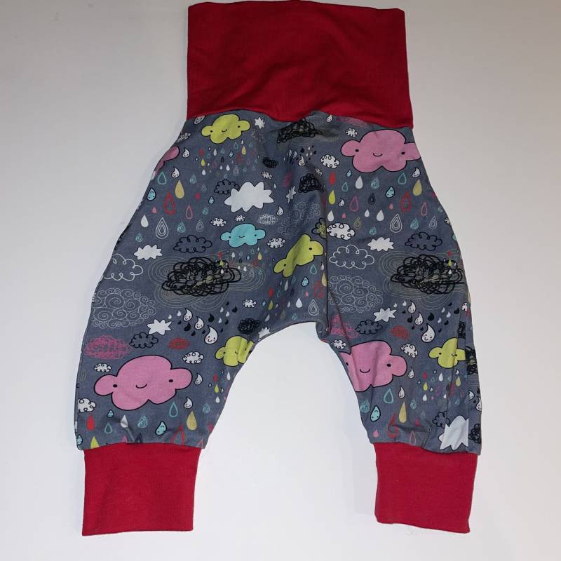 Happy Weather Rain & Clouds Baumwolle Elasthan Baby Haremshose - 3-6M Versandfertig von RuthieRocksScissors