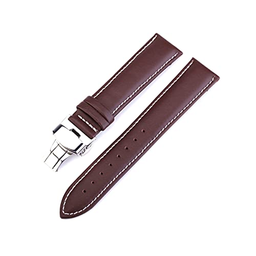 12-24mm Herren Klassisches Echtleder Uhrenarmband Ersatz Schnellverschluss Schmetterlingsschnalle Uhrenarmband Zubehör, 20mm. von Ruthlessliu